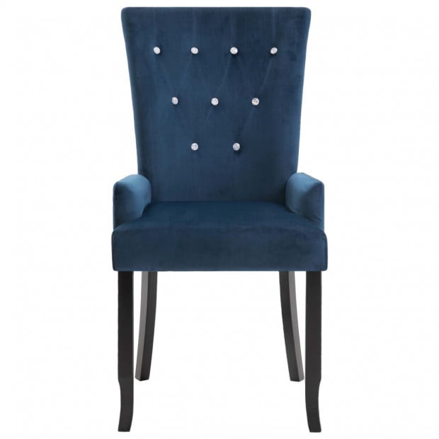 Dining Chair With Armrests Dark Blue Velvet Image 4