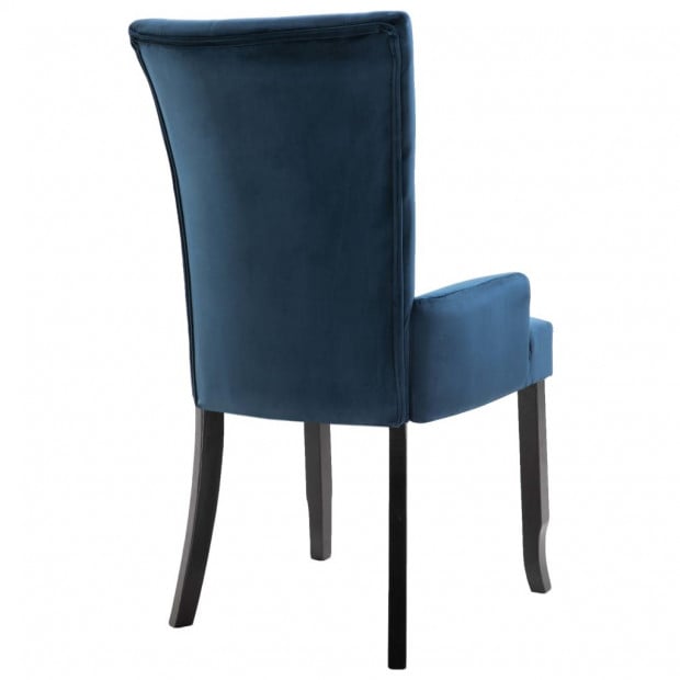 Dining Chair With Armrests Dark Blue Velvet Image 6