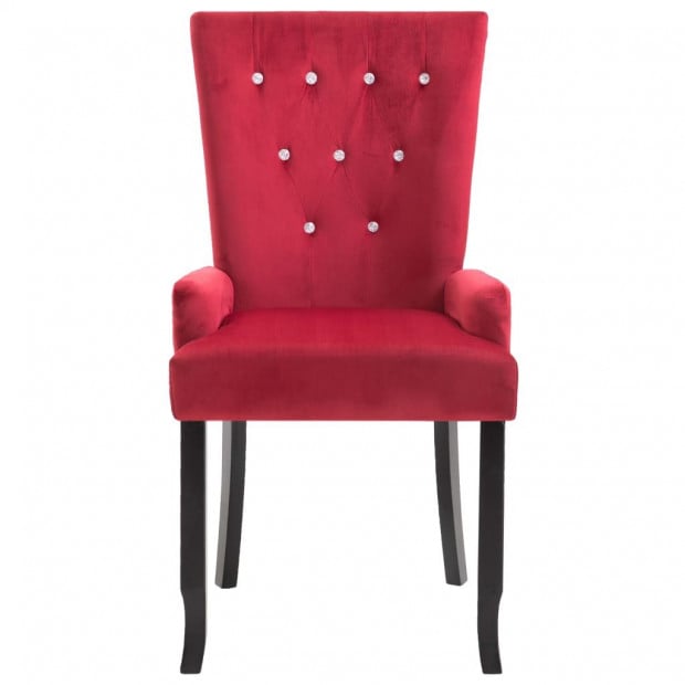 Dining Chair With Armrests Red Velvet Image 4