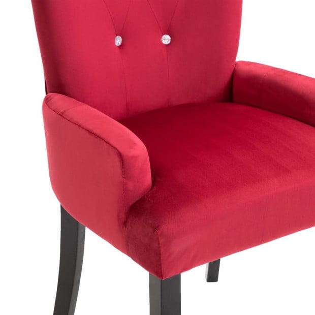 Dining Chair With Armrests Red Velvet Image 7