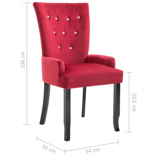 Dining Chair With Armrests Red Velvet Image 8
