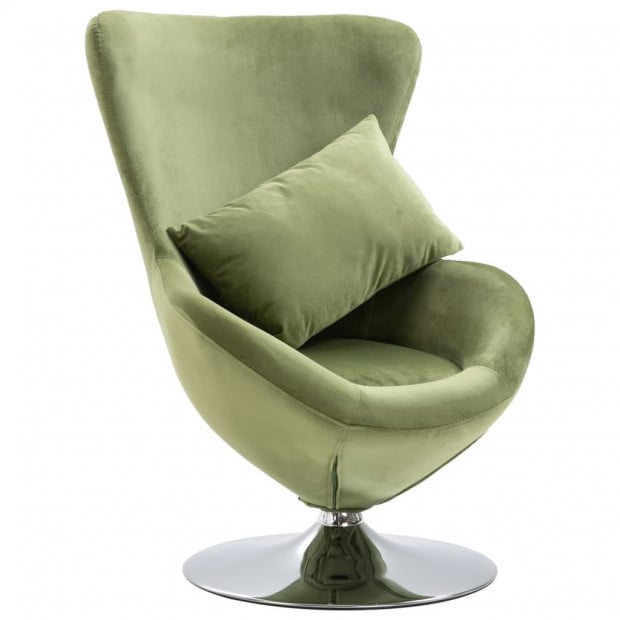 Swivel Egg Chair With Cushion Light Green Velvet