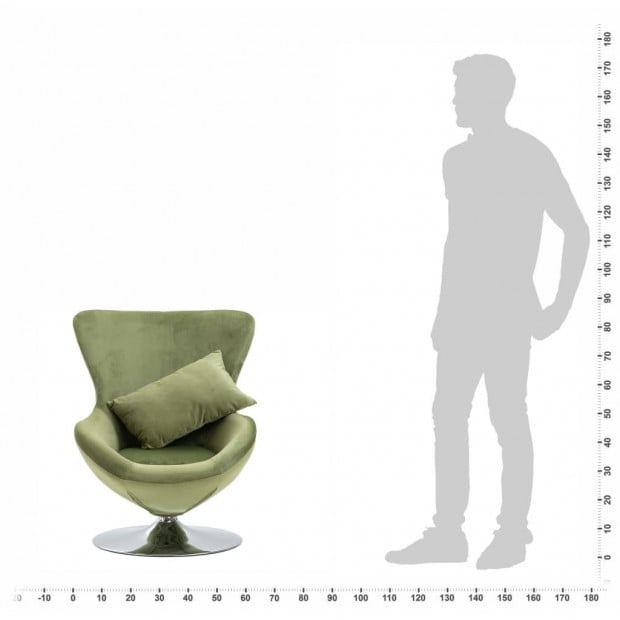 Swivel Egg Chair With Cushion Light Green Velvet Image 2