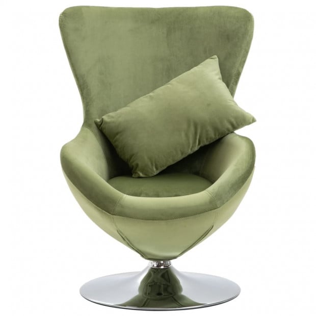 Swivel Egg Chair With Cushion Light Green Velvet Image 3