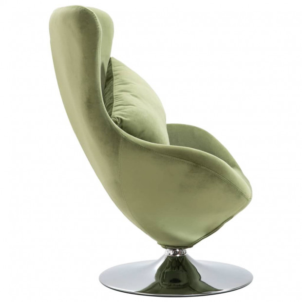Swivel Egg Chair With Cushion Light Green Velvet Image 4