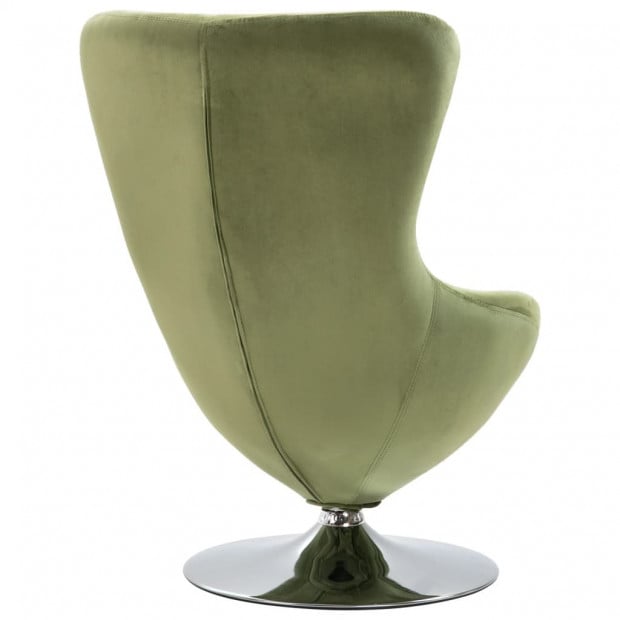 Swivel Egg Chair With Cushion Light Green Velvet Image 5