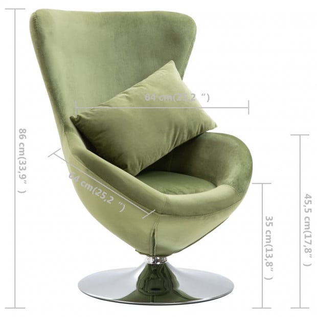 Swivel Egg Chair With Cushion Light Green Velvet Image 7