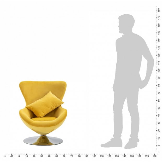 Swivel Egg Chair With Cushion Yellow Velvet Image 2