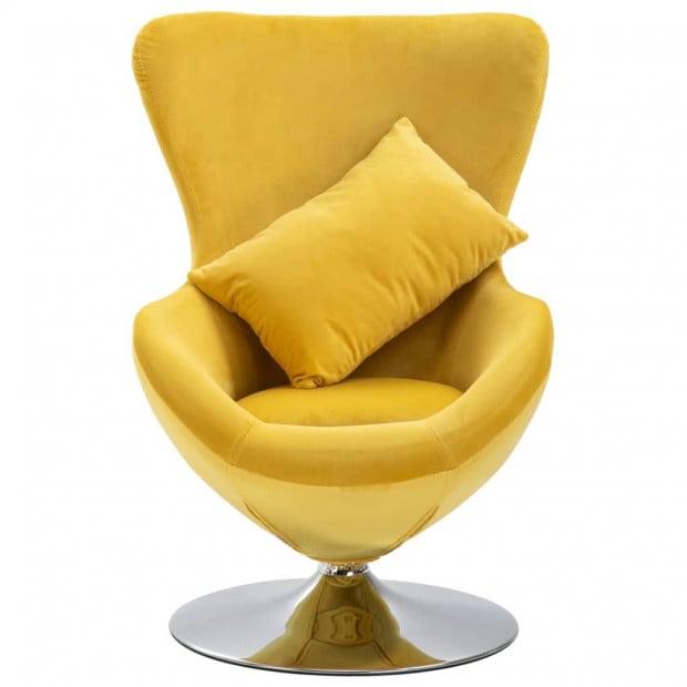 Swivel Egg Chair With Cushion Yellow Velvet Image 3