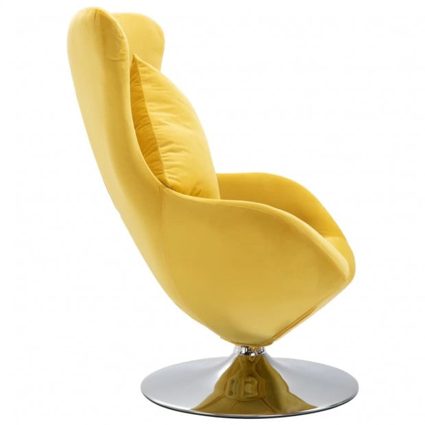 Swivel Egg Chair With Cushion Yellow Velvet Image 4