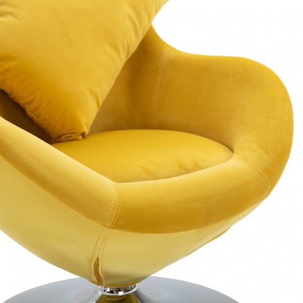 Swivel Egg Chair With Cushion Yellow Velvet Image 6
