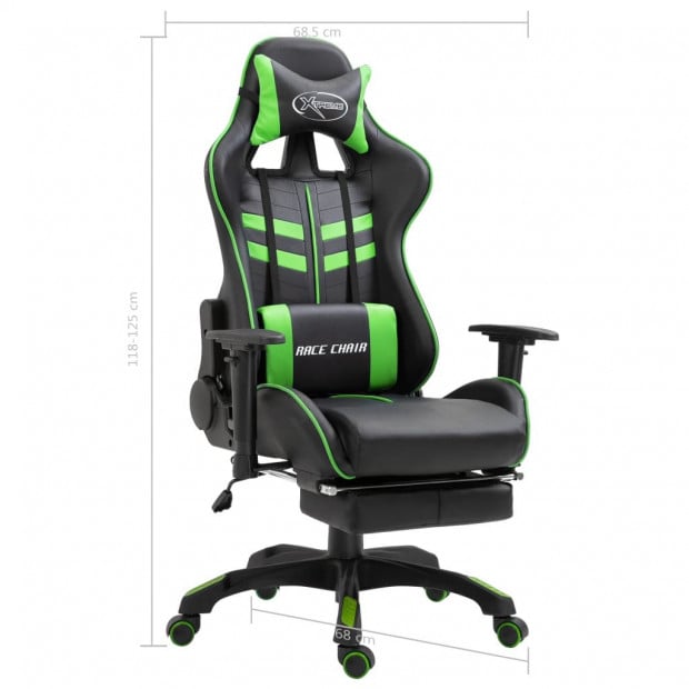 Gaming Chair With Footrest Green Faux Leather Image 11