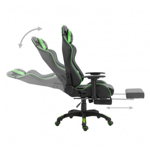 Gaming Chair With Footrest Green Faux Leather Image 4