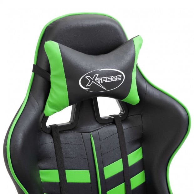 Gaming Chair With Footrest Green Faux Leather Image 6