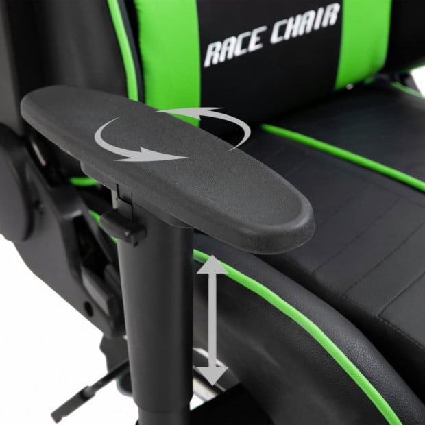 Gaming Chair With Footrest Green Faux Leather Image 8