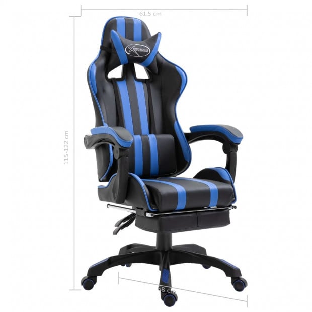 Gaming Chair With Footrest Blue Faux Leather Image 11