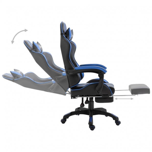 Gaming Chair With Footrest Blue Faux Leather Image 4