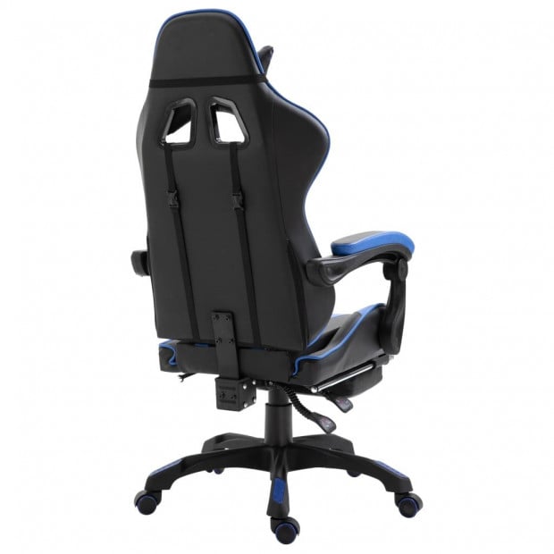 Gaming Chair With Footrest Blue Faux Leather Image 5