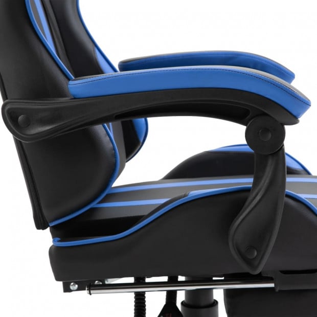 Gaming Chair With Footrest Blue Faux Leather Image 9