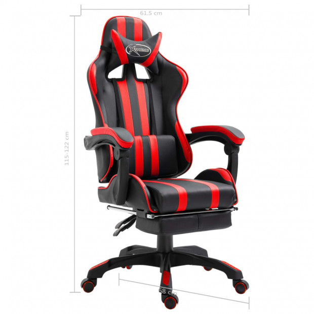 Gaming Chair With Footrest Red Faux Leather Image 11