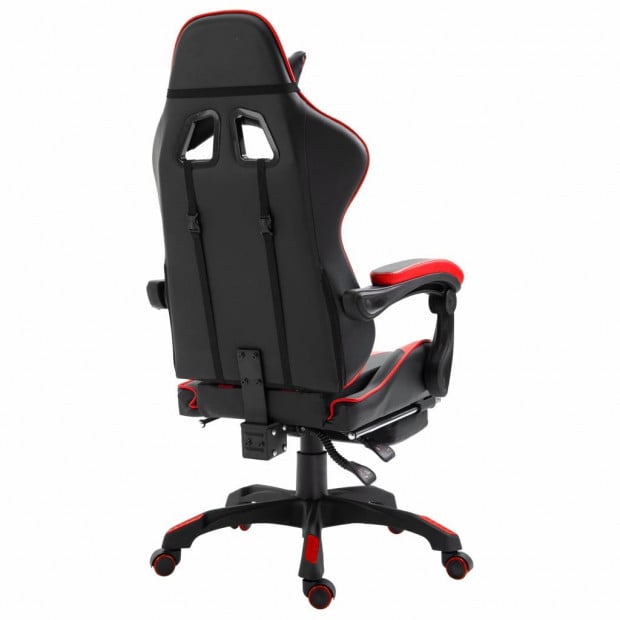 Gaming Chair With Footrest Red Faux Leather Image 5