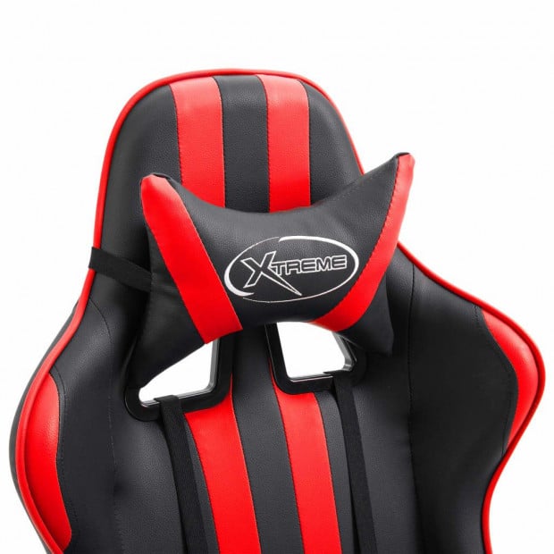 Gaming Chair With Footrest Red Faux Leather Image 6