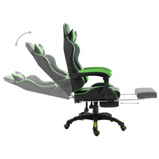 Gaming Chair With Footrest Green Faux Leather Image 4