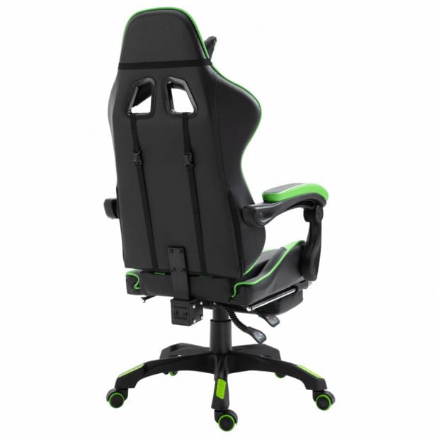 Gaming Chair With Footrest Green Faux Leather Image 5