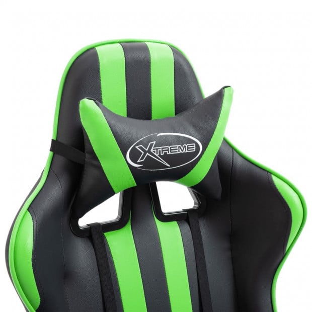 Gaming Chair With Footrest Green Faux Leather Image 6