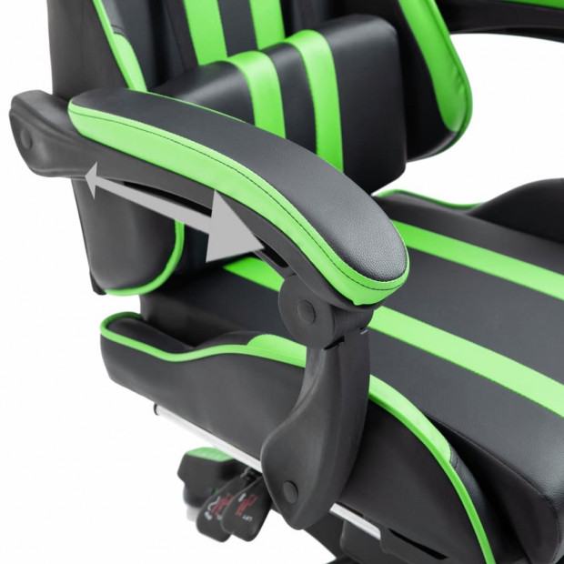 Gaming Chair With Footrest Green Faux Leather Image 8