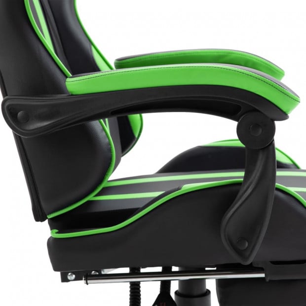 Gaming Chair With Footrest Green Faux Leather Image 9