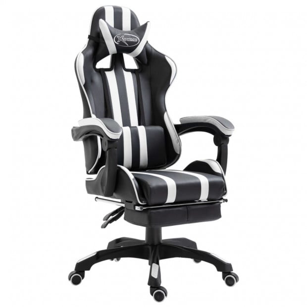 Gaming Chair Footrest White Faux Leather