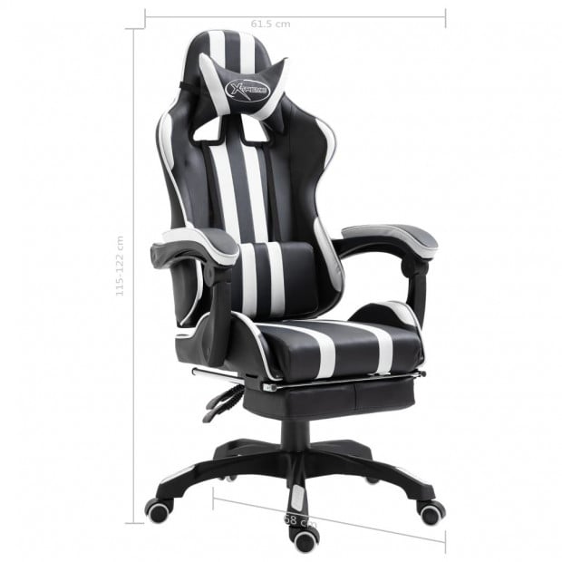 Gaming Chair Footrest White Faux Leather Image 11