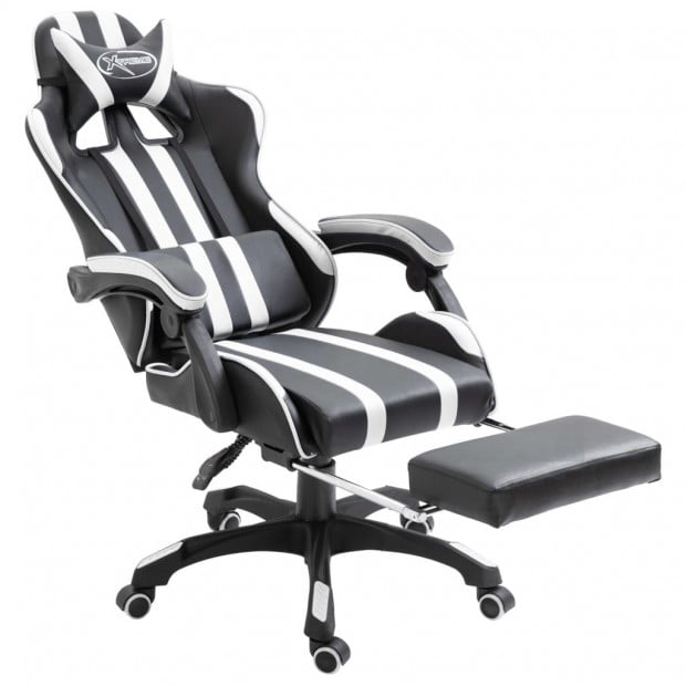 Gaming Chair Footrest White Faux Leather Image 2