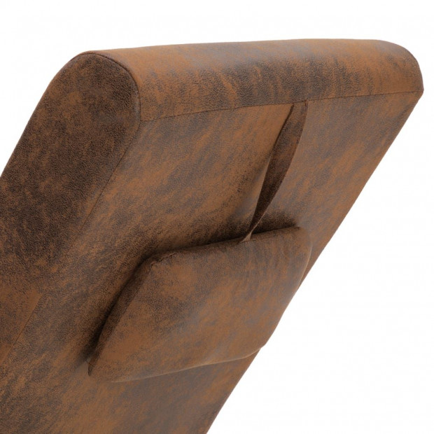 Chaise Longue With Pillow Brown Faux Suede Leather Image 7
