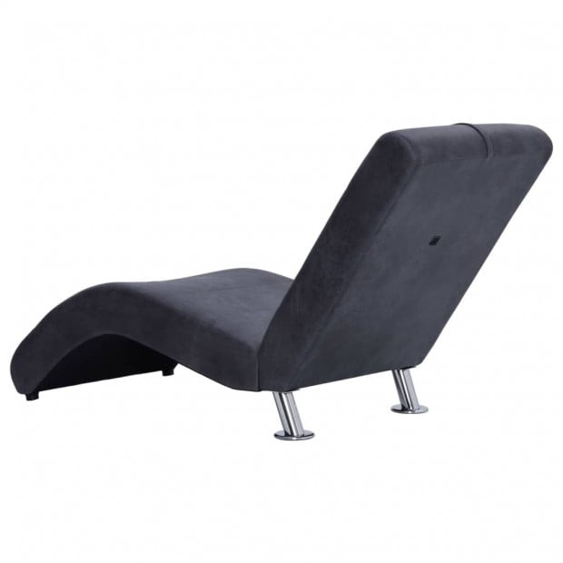 Chaise Longue With Pillow Grey Faux Suede Leather Image 6