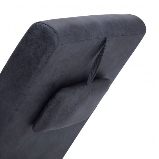 Chaise Longue With Pillow Grey Faux Suede Leather Image 7