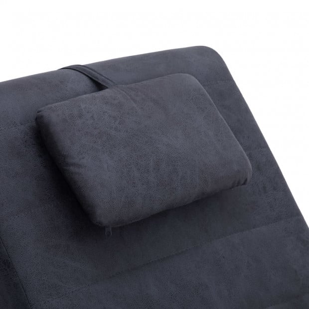 Chaise Longue With Pillow Grey Faux Suede Leather Image 8