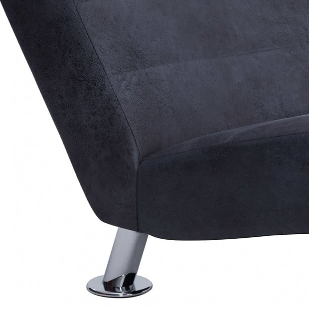 Chaise Longue With Pillow Grey Faux Suede Leather Image 9
