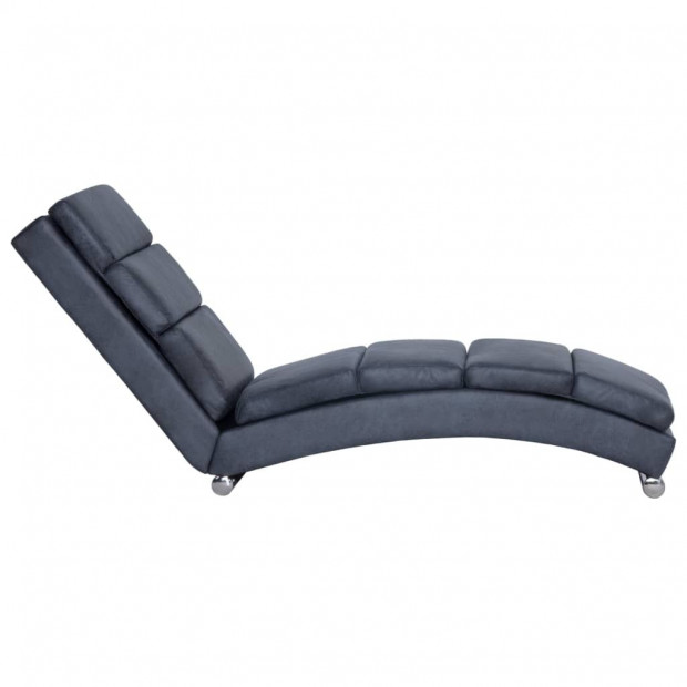 Chaise Longue Grey Faux Suede Leather Image 4