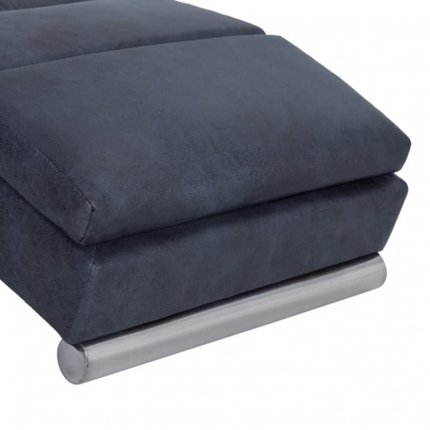 Chaise Longue Grey Faux Suede Leather Image 7