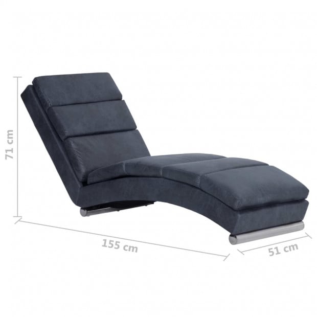 Chaise Longue Grey Faux Suede Leather Image 8