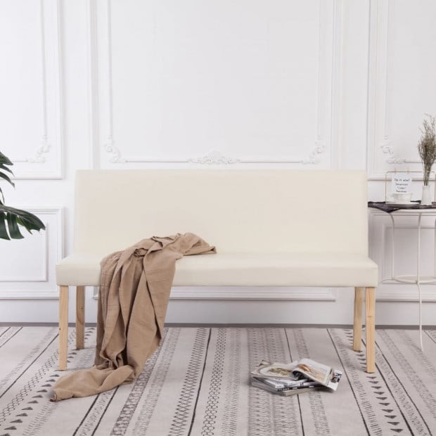Bench 139.5 Cm Cream Faux Leather Image 2