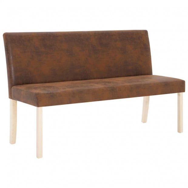 Bench 139.5 Cm Brown Faux Suede Leather