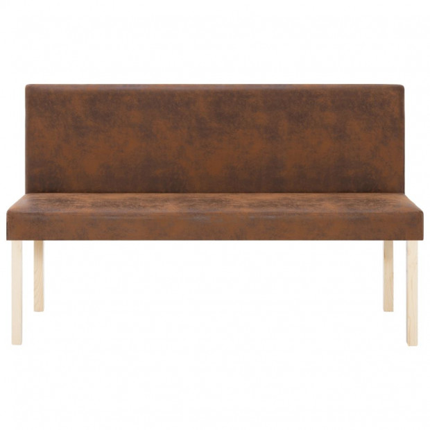 Bench 139.5 Cm Brown Faux Suede Leather Image 4