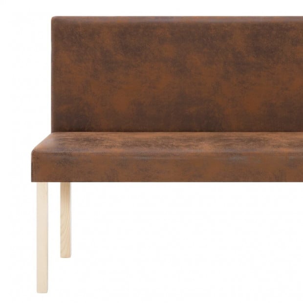 Bench 139.5 Cm Brown Faux Suede Leather Image 7