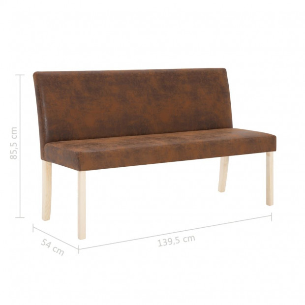 Bench 139.5 Cm Brown Faux Suede Leather Image 8