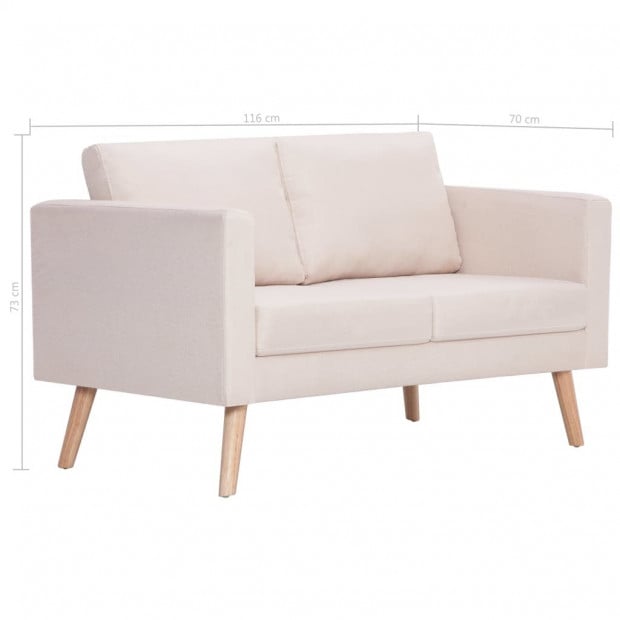 2-seater Sofa Fabric Cream Image 8