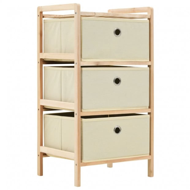 Storage Racks With 3 Fabric Baskets 2 Pcs Beige Cedar Wood Image 3