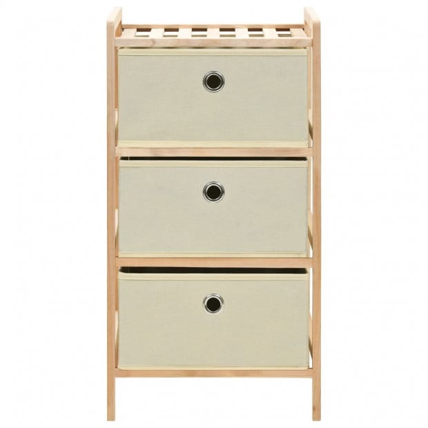 Storage Racks With 3 Fabric Baskets 2 Pcs Beige Cedar Wood Image 4